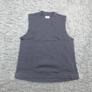 Pact Tank Top Womens Medium Blue Organic Cotton Mock Neck Sleeveless Shirt